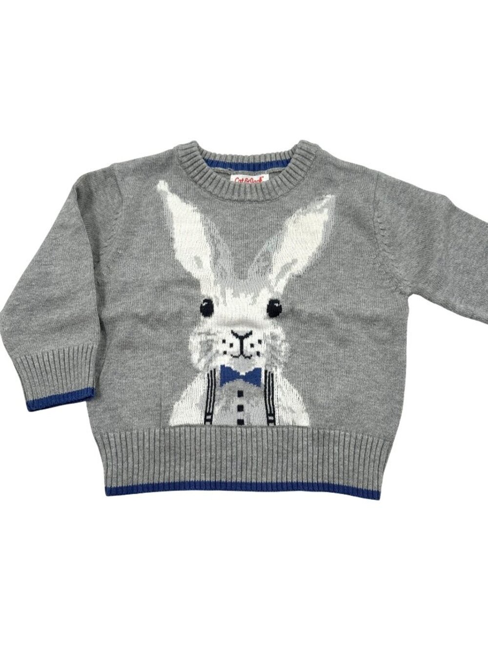 Cat & Jack Sweater Baby 12M Gray Bunny Graphic Crewneck 100% Cotton Pullover NEW